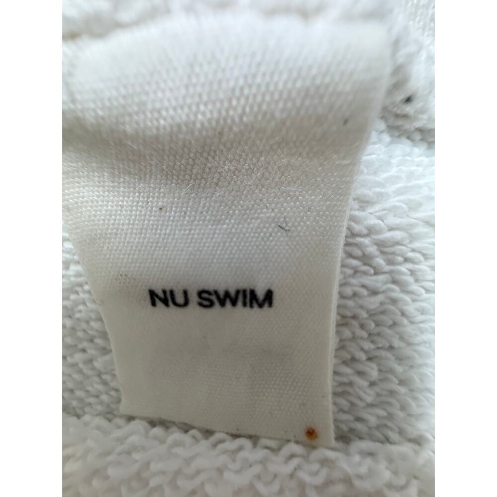 Nu Swim Organic Cotton White Cropped Raglan Sweatshirt Pullover NYC made